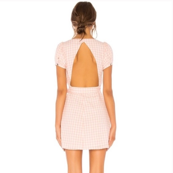 LPA Back Cutout Wrap Mini Dress Puff Sleeves Summer Grad Bridal White Small - Picture 3 of 9